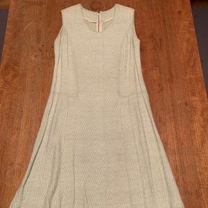 Handmade Vintage 1960s Drop-waist Sleeveless Dress - Size S - Green & White